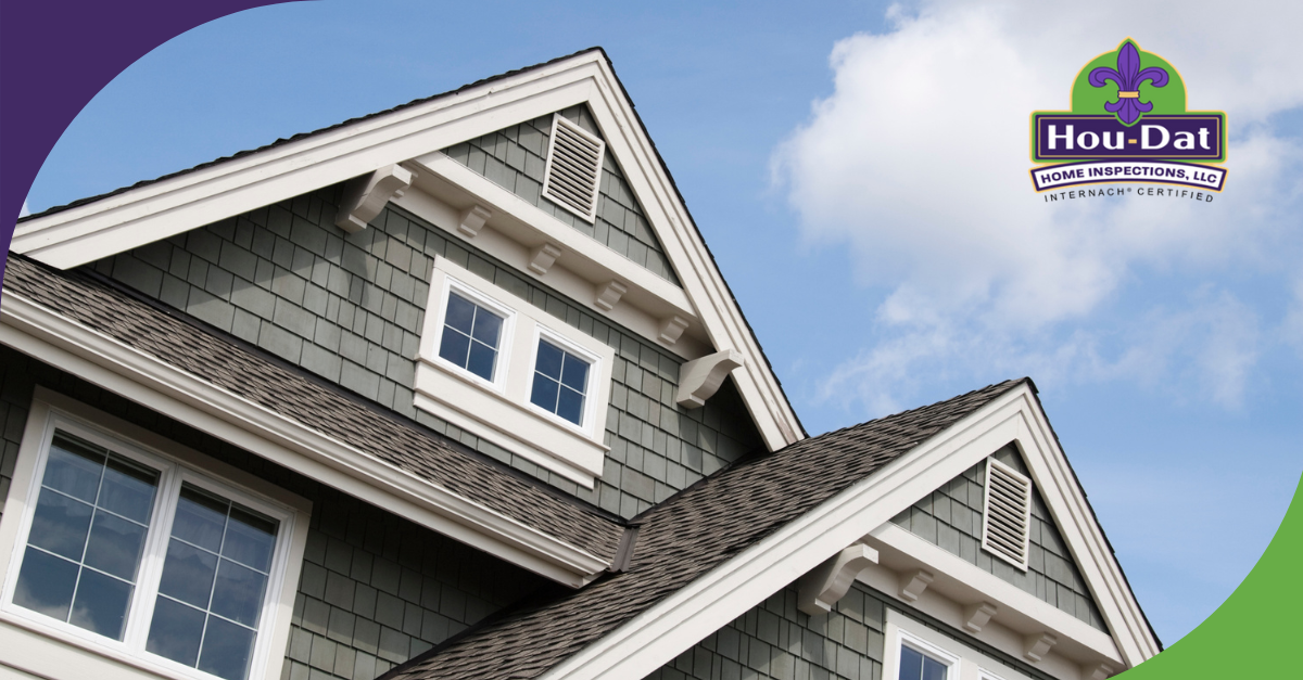 Close-up view of a well-maintained roof and exterior of a home